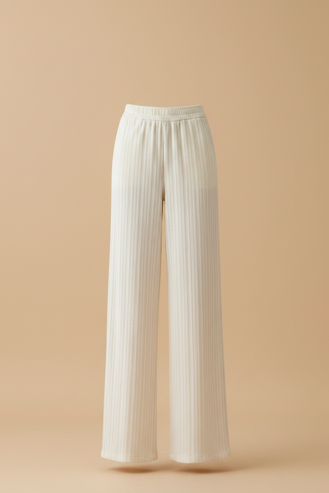 Pantalon Velours Blanc Cassé Côtelé Ample Décontracté - Maille - vue 3