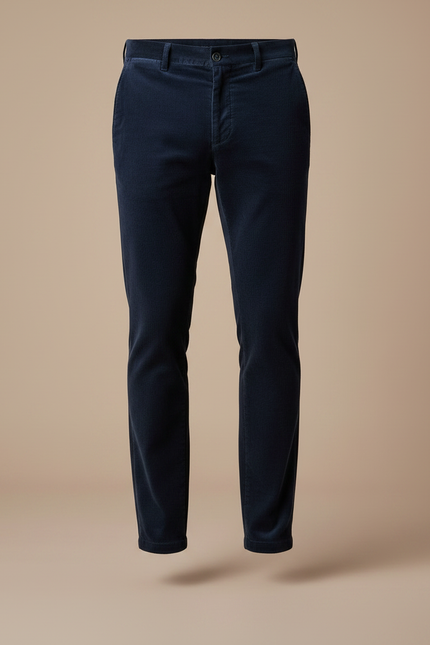 Pantalon Velours Bleu Marine - Cordé - vue 3