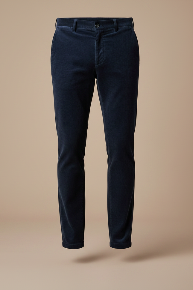 Pantalon Velours Bleu Marine - Cordé - vue 3