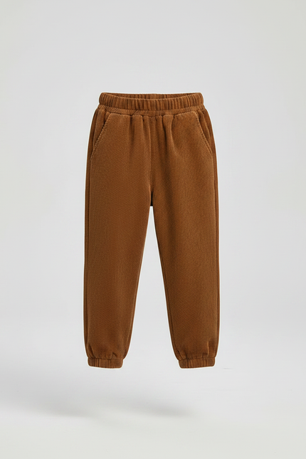 Pantalon Velours Côtelé Marron Décontracté Élastiqué Enfant - Cordé - vue 3