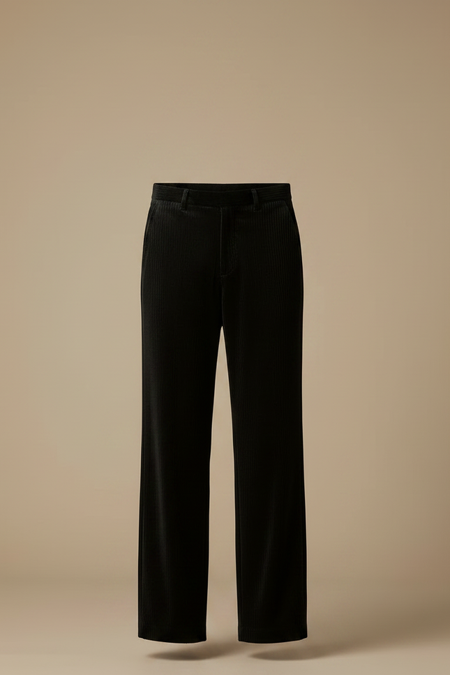 Pantalon Velours Noir Côtelé Ample Homme Décontracté - vue 3
