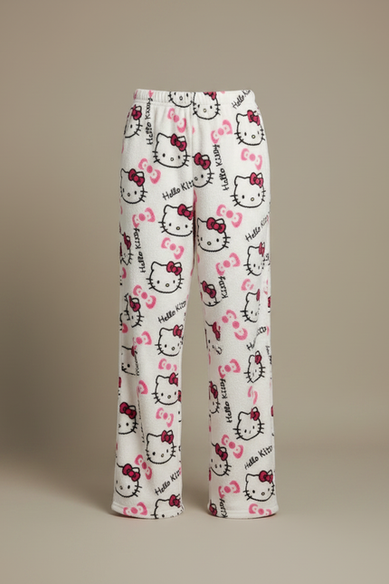 Pantalon Velours Blanc Hello Kitty Ample Doux Femme - vue 3