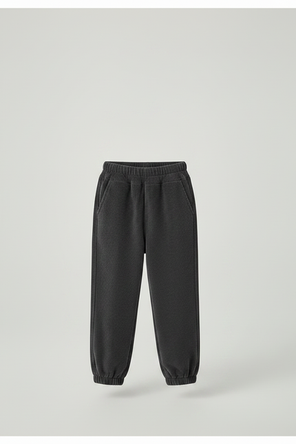 Pantalon Velours Enfant Côtelé Gris Foncé Élastique Décontracté Hiver - Cordé - vue 3
