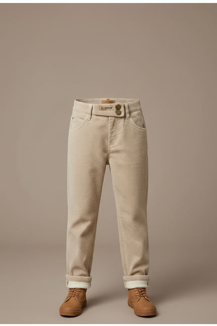 Pantalon Velours Garçon Beige Droit - Cordé - vue 3