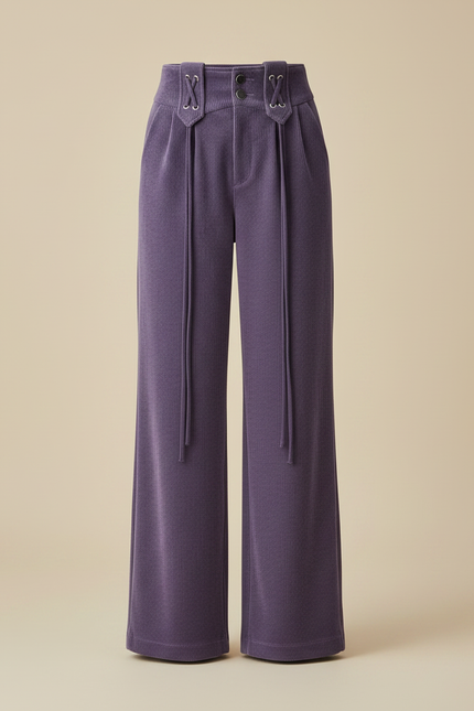 Pantalon Velours Violet Côtelé Large Décontracté Femme - Cordé - vue 3