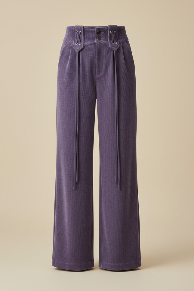 Pantalon Velours Violet Côtelé Large Décontracté Femme - Cordé - vue 3