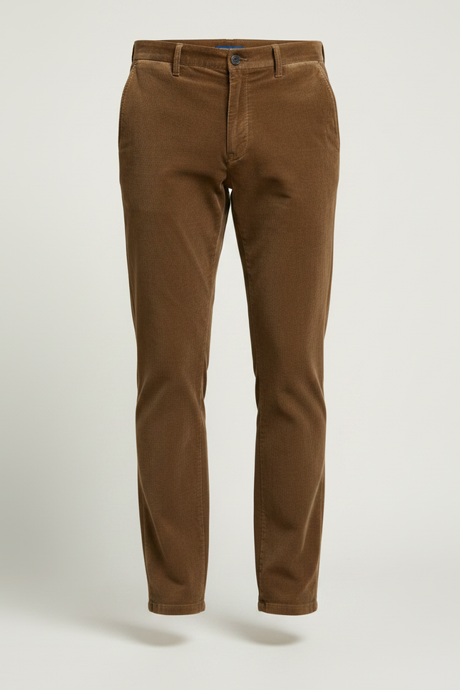 Pantalon Velours Homme Marron Droit Côtelé Fin - Cordé - vue 3