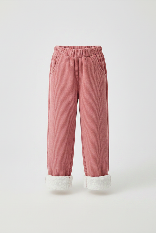 Pantalon Velours Côtelé Rose Doublé Chaud Enfant - vue 3
