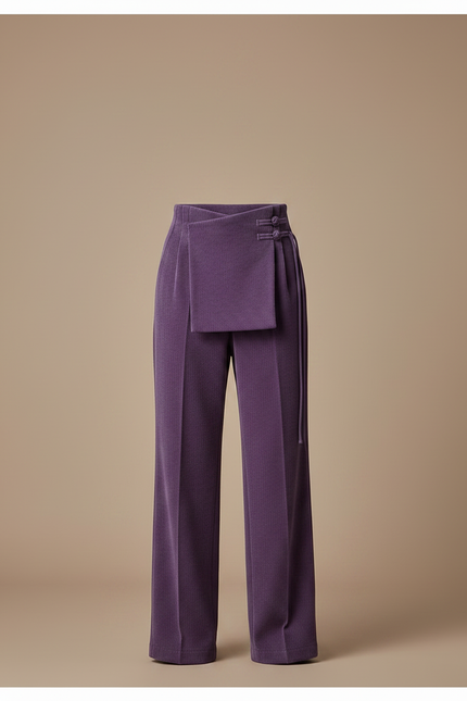 Pantalon Velours Violet Côtelé Droit Élégant Homme - Cordé - vue 3
