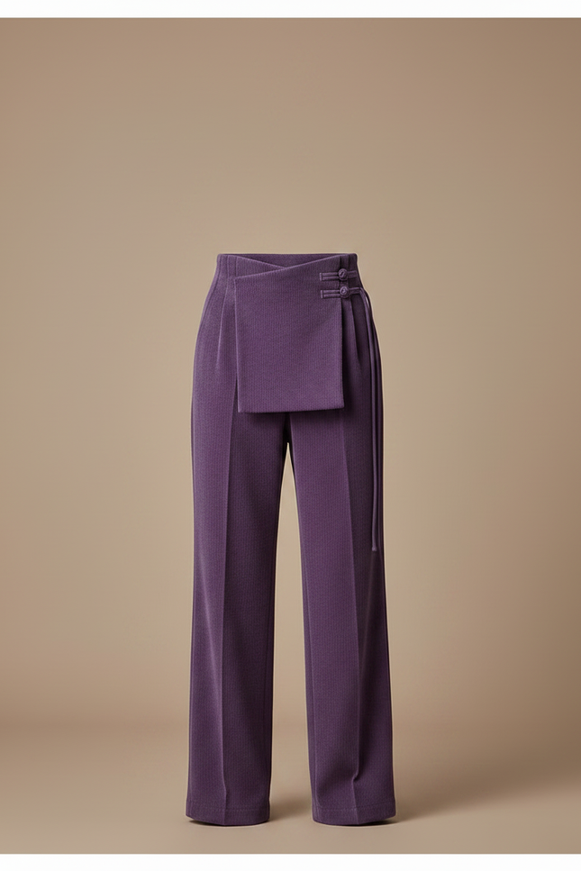 Pantalon Velours Violet Côtelé Droit Élégant Homme - Cordé - vue 3
