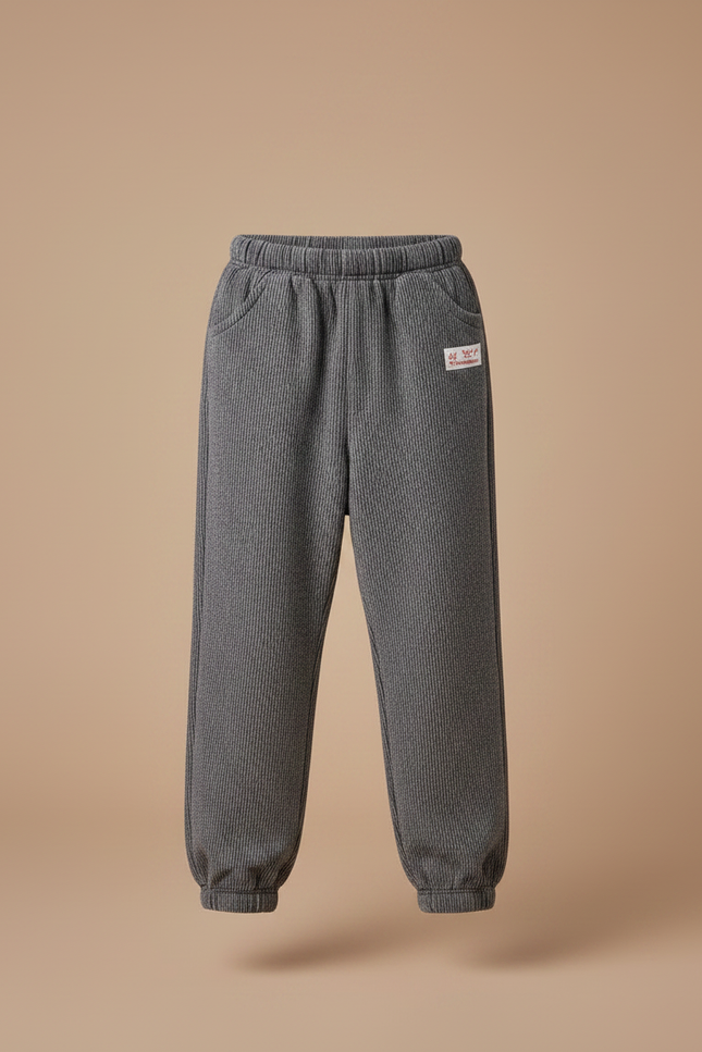 Pantalon Velours Côtelé Gris Enfant Doux Chaud - vue 3