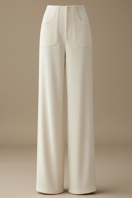 Pantalon Velours Beige Ample Décontracté Poches - vue 3