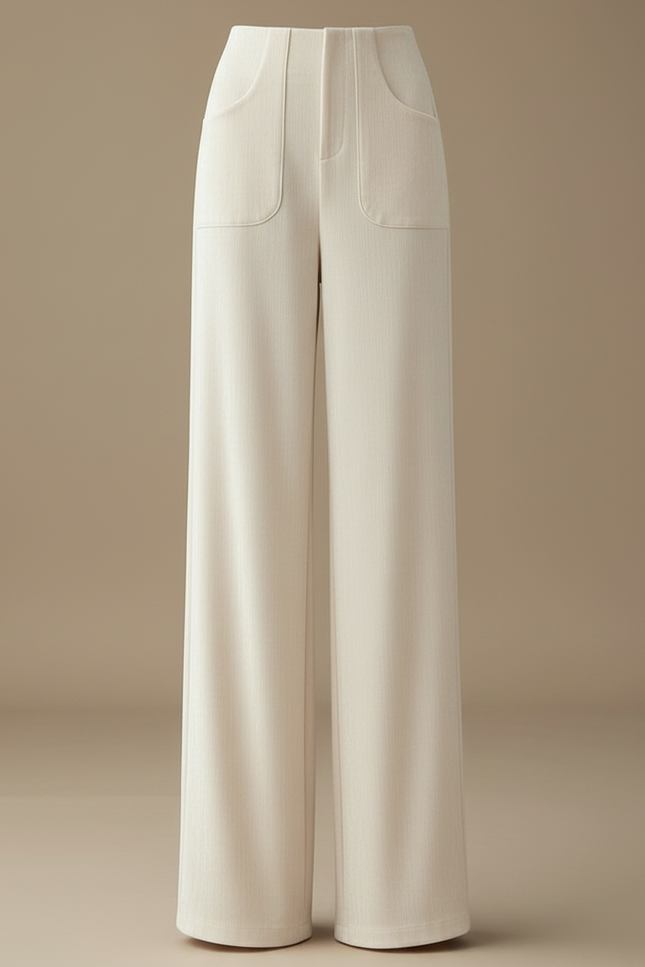 Pantalon Velours Beige Ample Décontracté Poches - vue 3