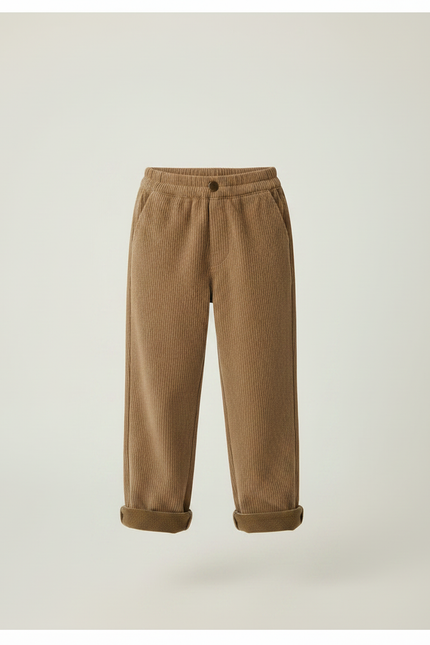 Pantalon Velours Côtelé Marron Ample Décontracté Enfant - vue 3