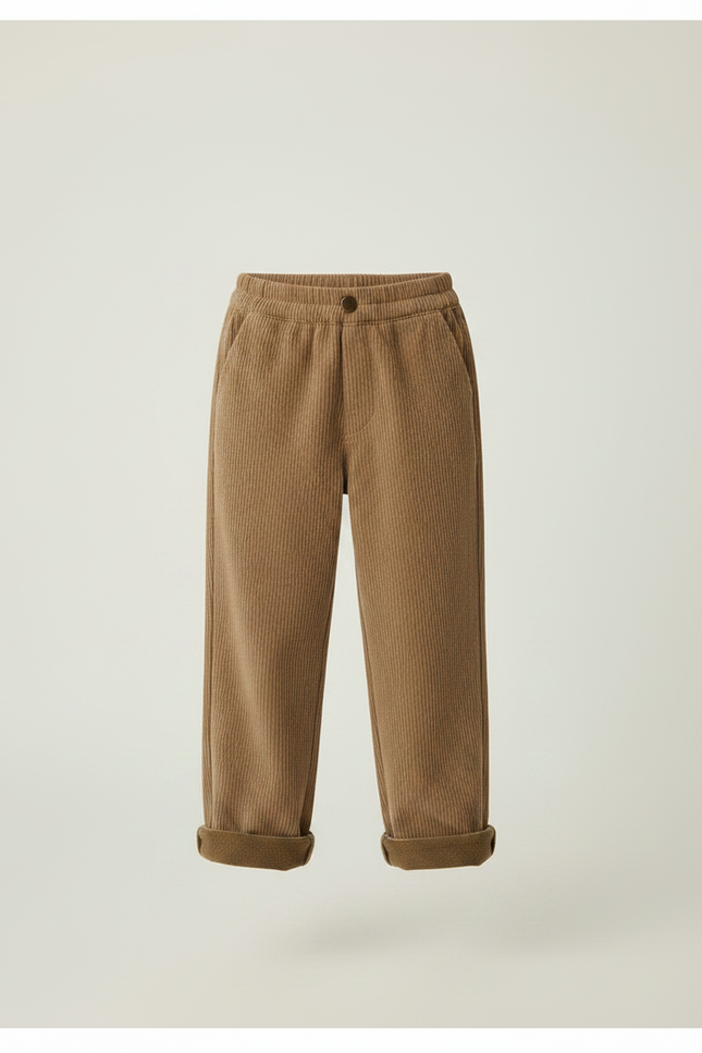 Pantalon Velours Côtelé Marron Ample Décontracté Enfant - vue 3