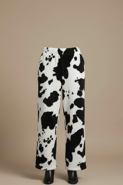 Pantalon Velours Imprimé Vache Ample Décontracté Femme - Molleton - vue 3