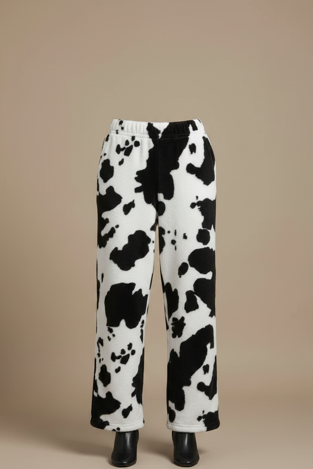 Pantalon Velours Imprimé Vache Ample Décontracté Femme - Molleton - vue 3