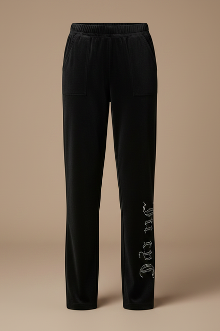 Pantalon Velours Noir Droit Strass Confortable - vue 3