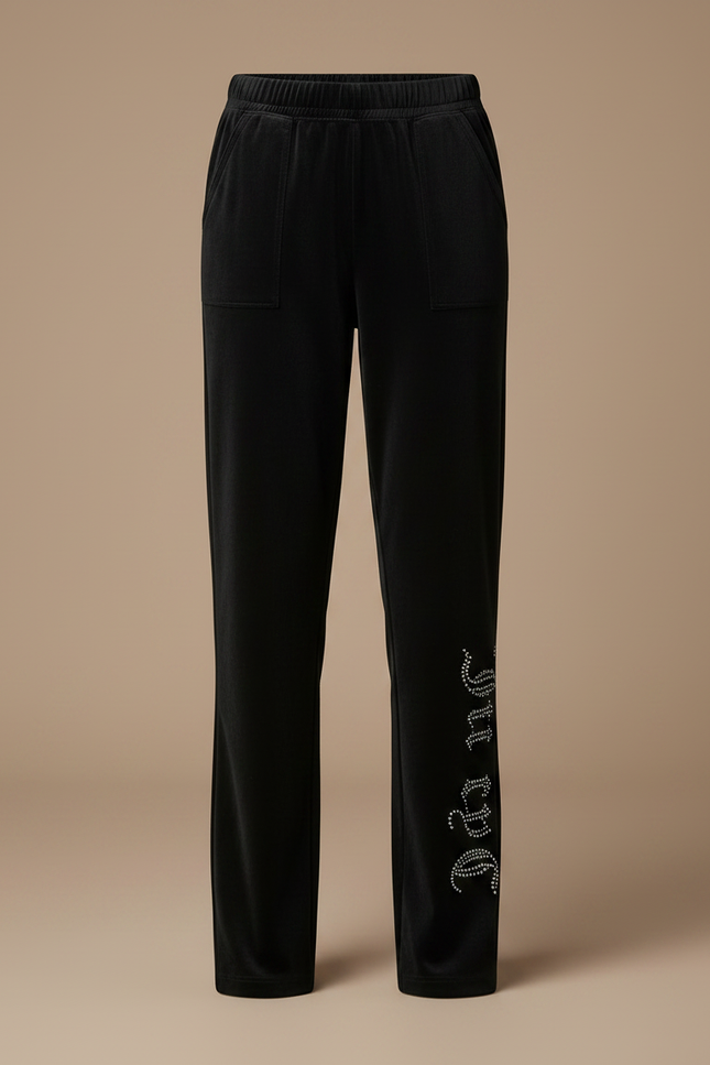 Pantalon Velours Noir Droit Strass Confortable - vue 3
