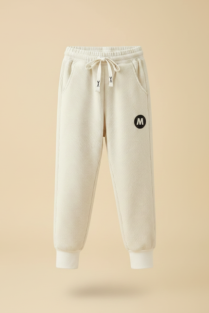 Pantalon Velours Côtelé Crème Enfant Confortable Chaud - Beige Cordé - vue 3