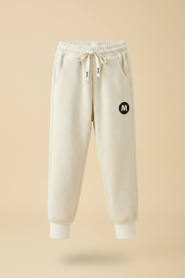 Pantalon Velours Côtelé Crème Enfant Confortable Chaud - Beige Cordé - vue 3
