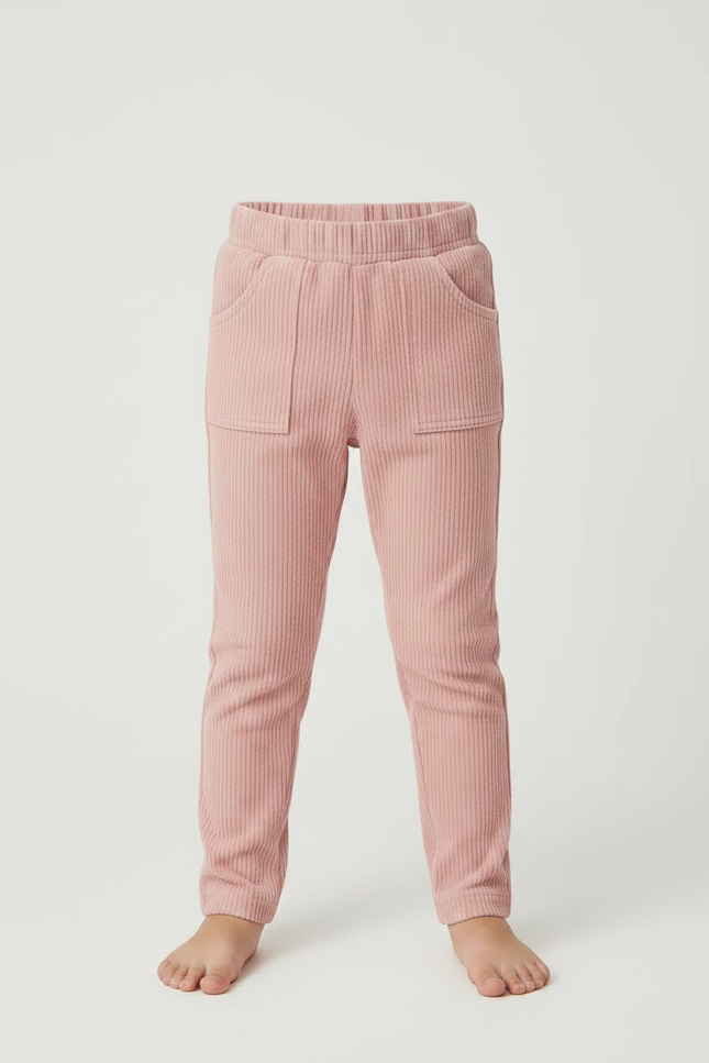 Pantalon Velours Côtelé Rose Slim Enfant Confortable - Cordé - vue 3