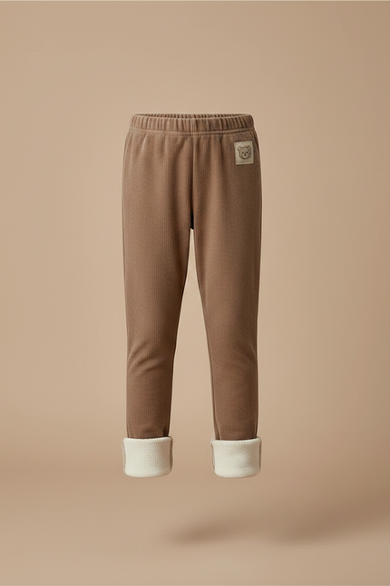 Pantalon Velours Côtelé Marron Doublé Polaire Enfant - Cordé - vue 3
