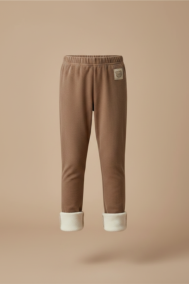 Pantalon Velours Côtelé Marron Doublé Polaire Enfant - Cordé - vue 3
