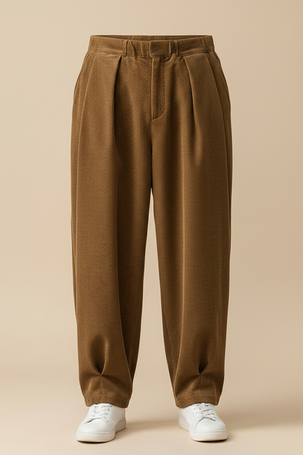Pantalon Velour Oversize - Marron Cordé - vue 3