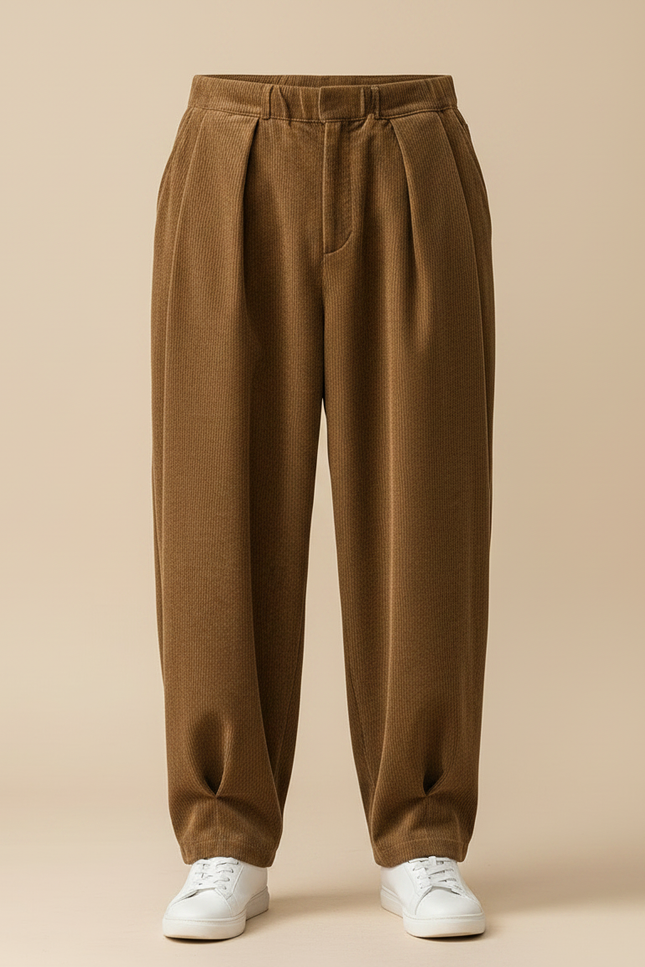 Pantalon Velour Oversize - Marron Cordé - vue 3