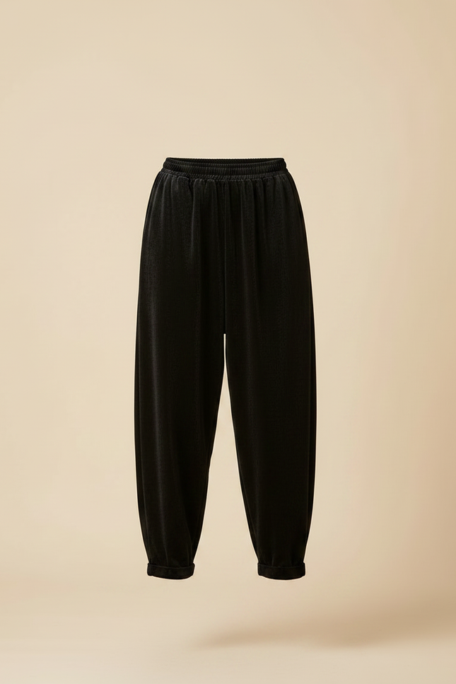 Pantalon Velours Noir Ample Harem Élastiqué Femme - vue 3