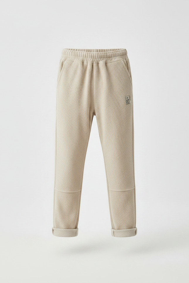 Pantalon Velours Côtelé Beige Décontracté Enfant - Cordé - vue 3