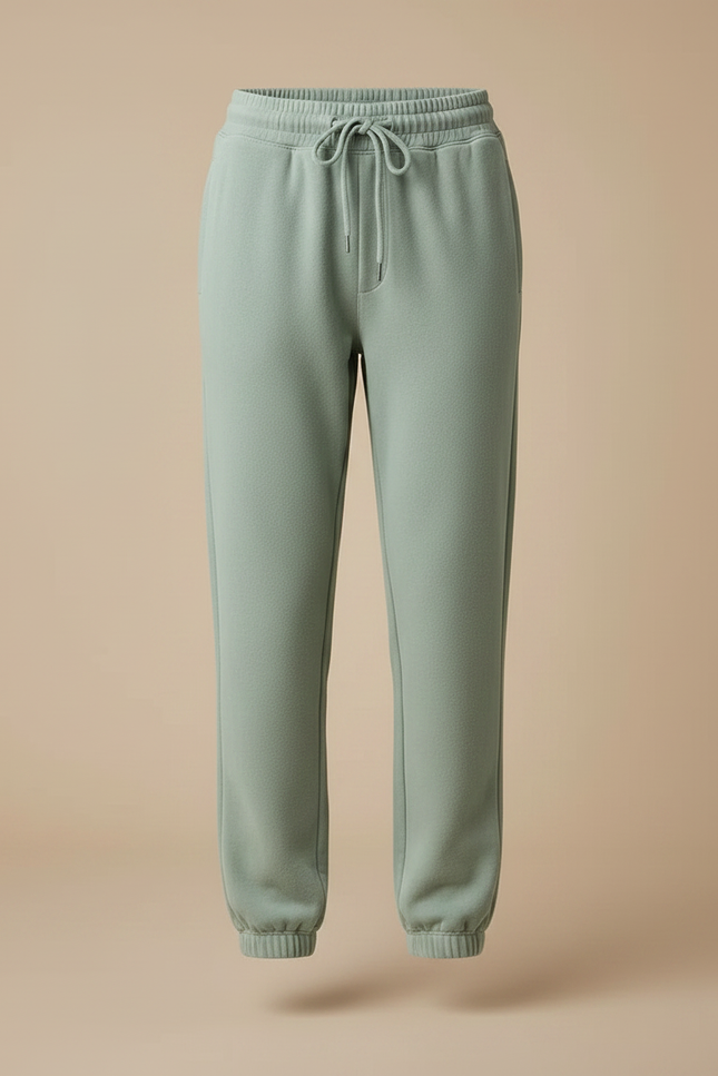 Pantalon Velours Vert Ample Cordon Décontracté - Molleton - vue 3