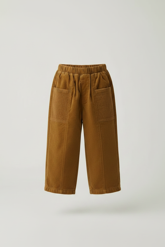 Pantalon Velours Marron Côtelé Harem Ample Enfant - Cordé - vue 3