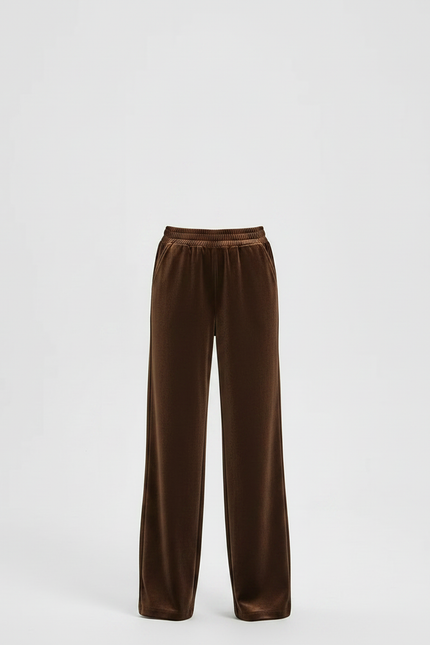 Pantalon Velours Marron Ample Fluide Élastiqué Fille - vue 3