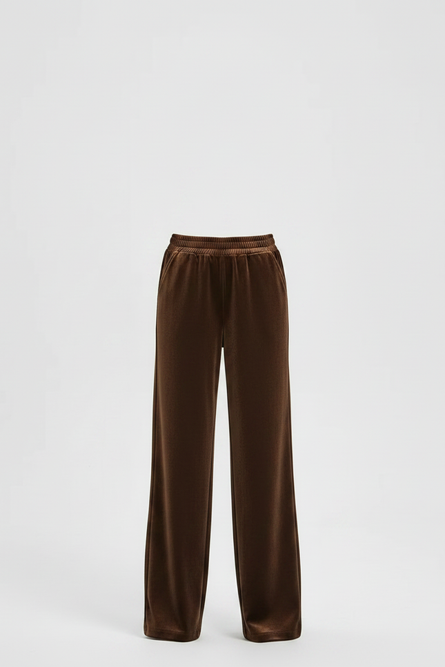 Pantalon Velours Marron Ample Fluide Élastiqué Fille - vue 3