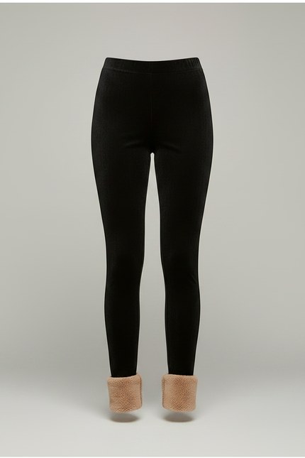 Pantalon Velours Noir Slim Taille Haute Femme Hiver - vue 3