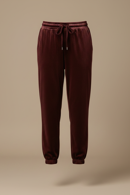 Pantalon Velours Bordeaux Jogger Confortable Femme - vue 3