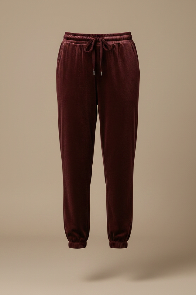 Pantalon Velours Bordeaux Jogger Confortable Femme - vue 3