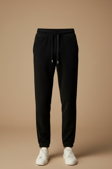 Pantalon Velours Noir Côtelé Décontracté Homme Ample - Cordé - vue 3