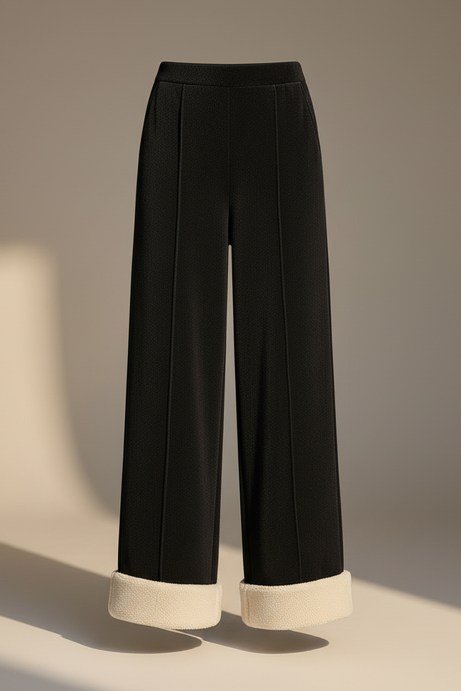 Pantalon Velours Noir Large Doublé Polaire Femme - vue 3
