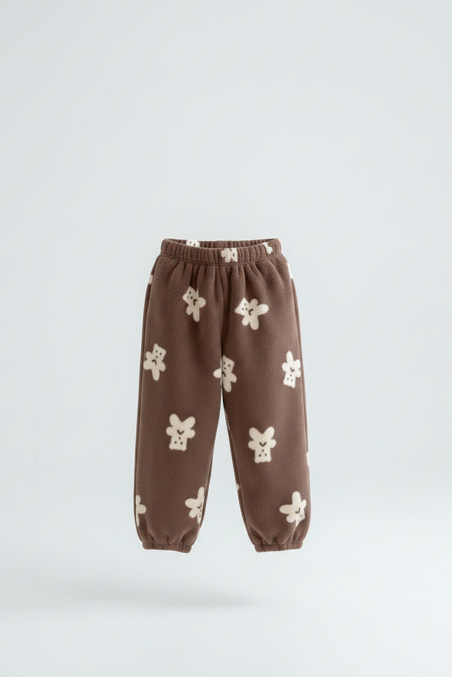 Pantalon Velours Marron Doux Ours Mignon Ample - Molleton - vue 3