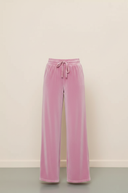 Pantalon Velours Rose Ample Fluide Cordon Femme - vue 3