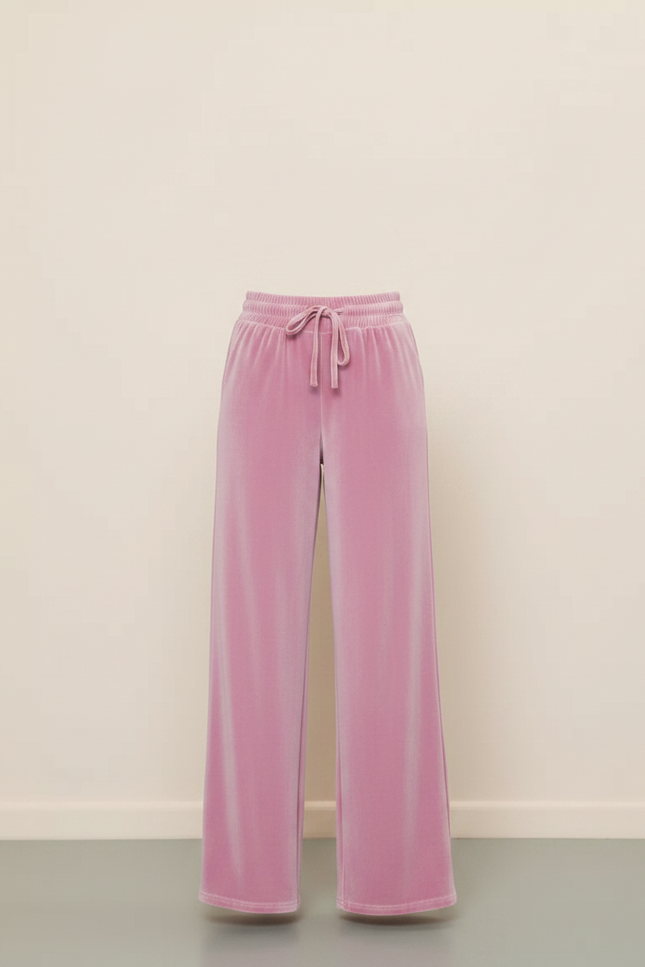 Pantalon Velours Rose Ample Fluide Cordon Femme - vue 3