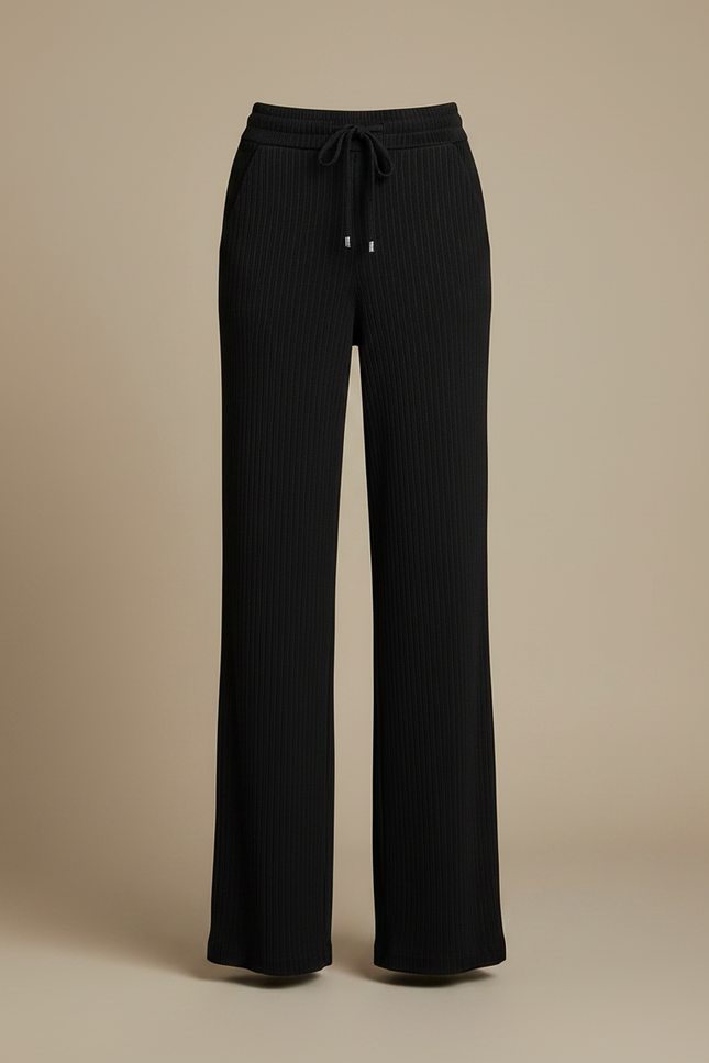 Pantalon Velours Noir Côtelé Ample Taille Haute - Cordé - vue 3
