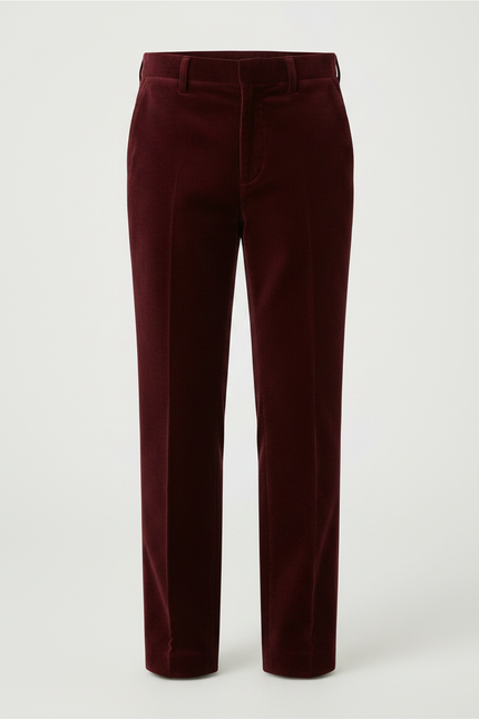 Pantalon Velours Bordeaux Enfant Élégant Droit - vue 3