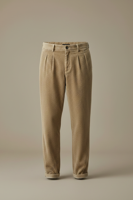Pantalon Velours Côtelé Homme Beige Décontracté Ample - Cordé - vue 3