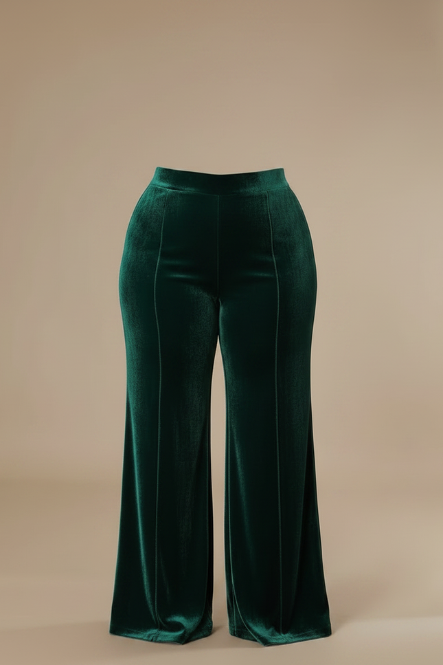 Pantalon Velours Vert Émeraude Droit Ample Élégant - vue 3