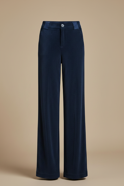 Pantalon Évasé Velours Cotelé Femme - Marine Cordé - vue 3