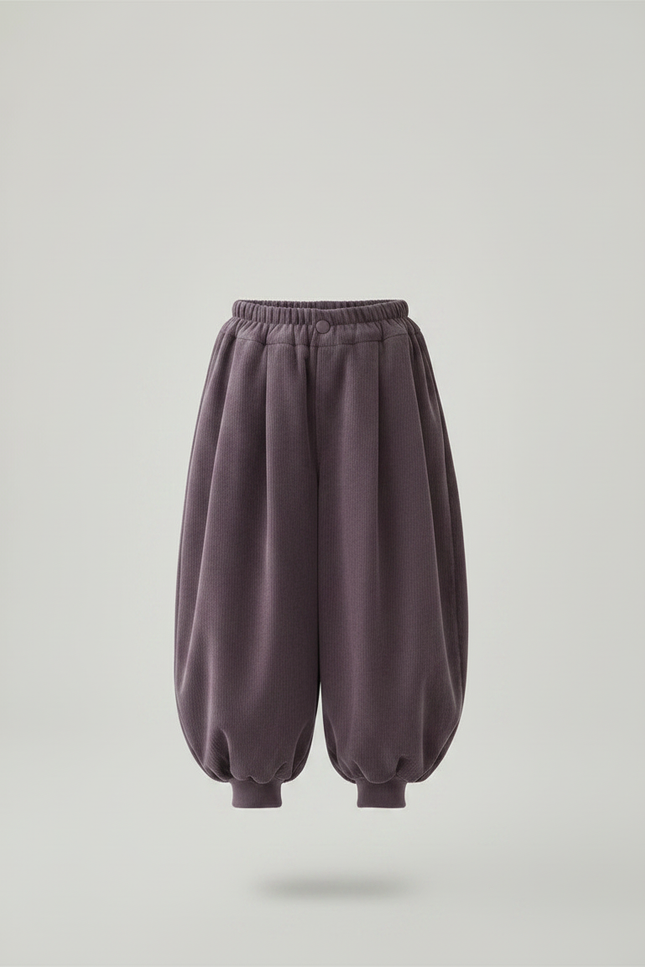 Pantalon Velours Côtelé Ample Violet Doublé Fille - Cordé - vue 3